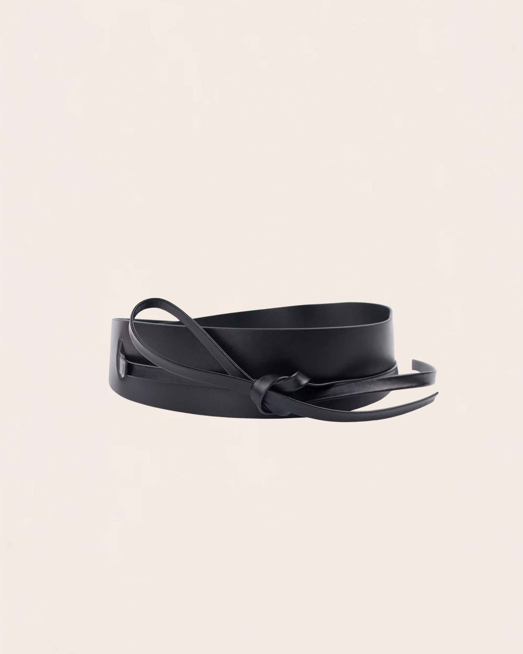 Knot cowhide wrap belt in black