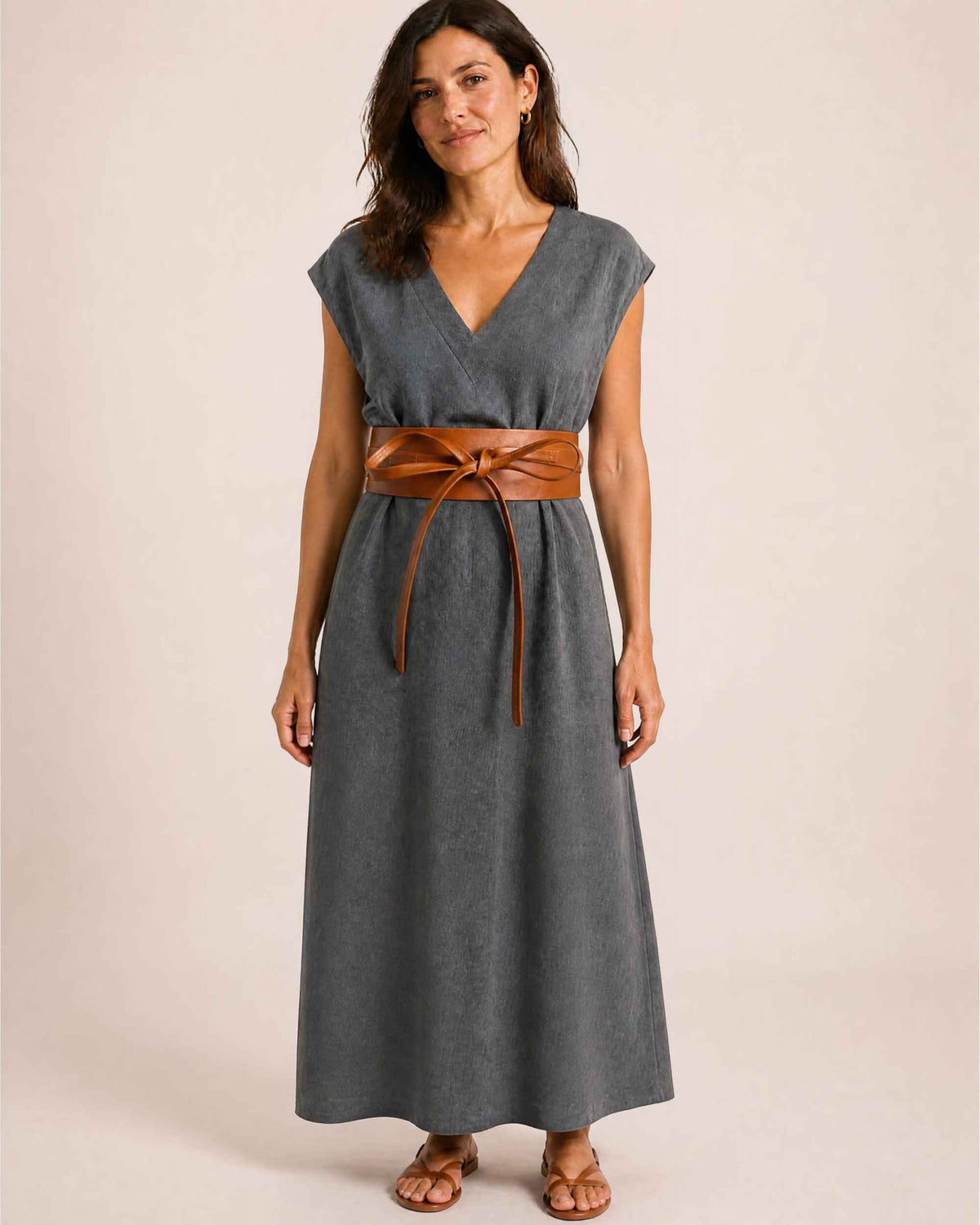 Knot wide cowhide wrap belt